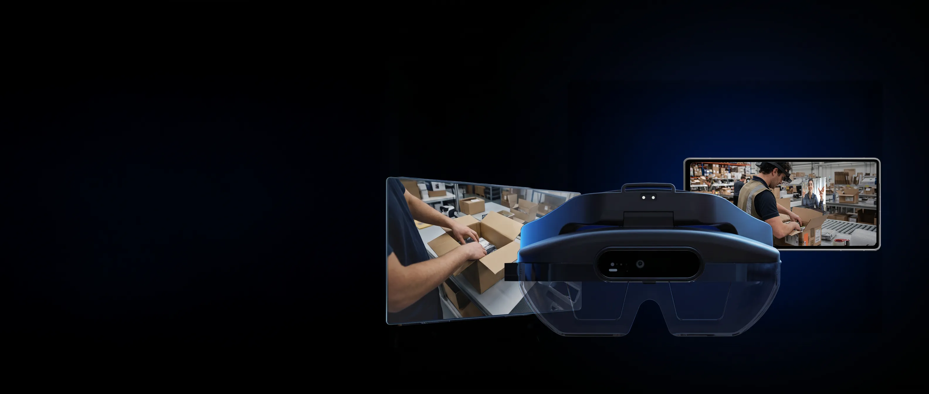 Arvicom headset with live video and remote collaboration screens