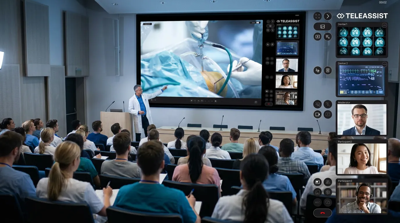 Remote education session with a live video presentation