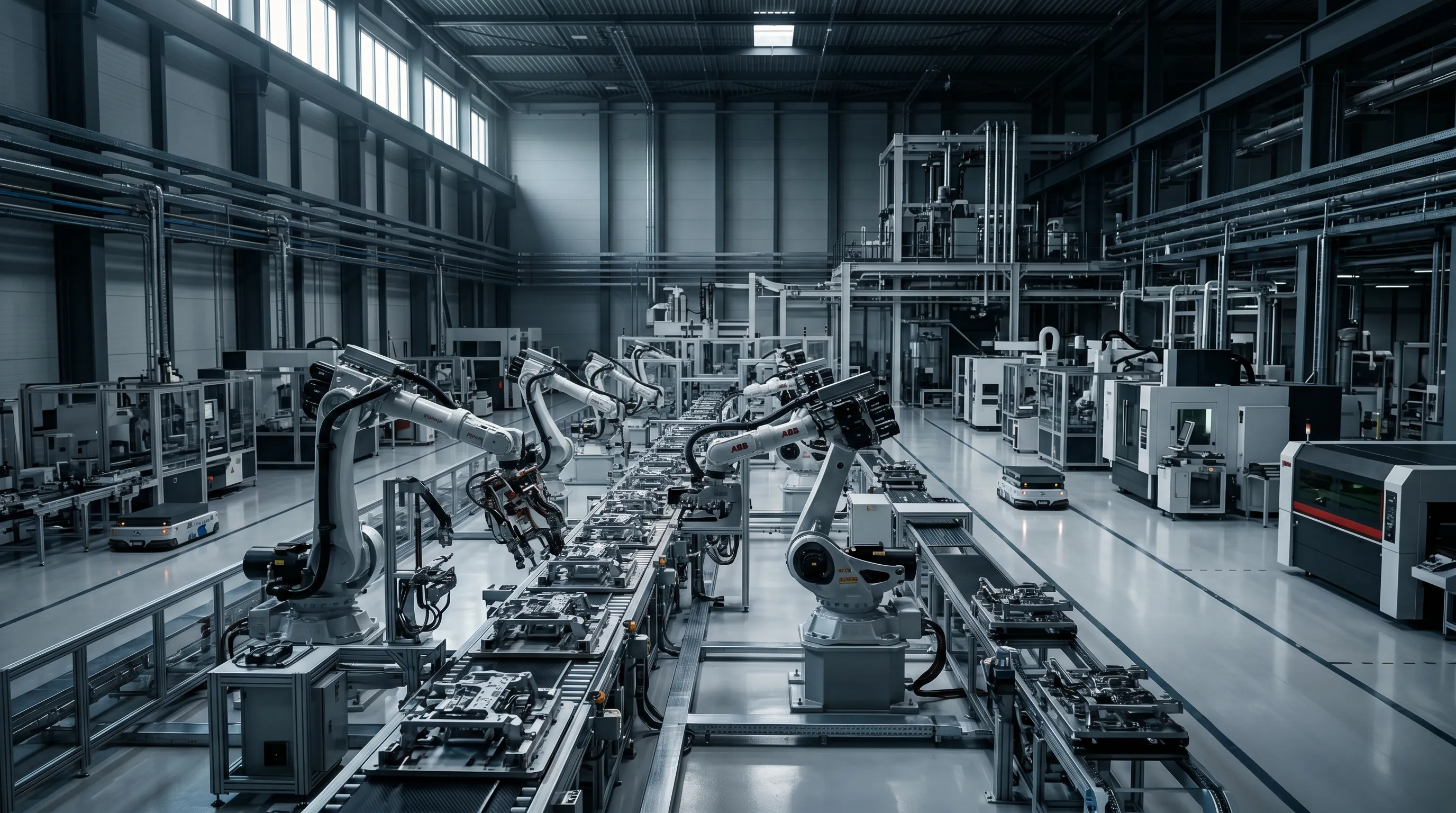 Advanced manufacturing facility with robotic production lines